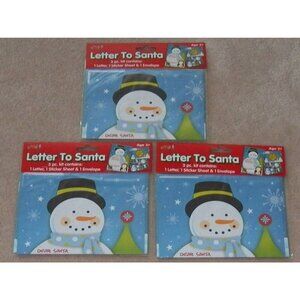 NEW Lot of 3 Letter To Santa 3-Piece Kit Letter Sticker Sheet Envelope Christmas